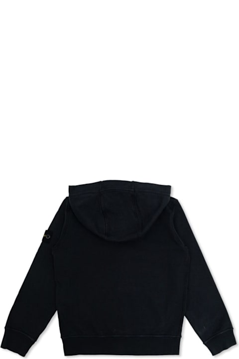Homeware Stone Island Junior Blue Sweatshirt With Fixed Hood And Logo Patch On The Sleeve In Cotton Boy