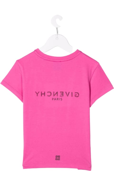Givenchy Girl Pink Cotton T-shirt With Logo Print