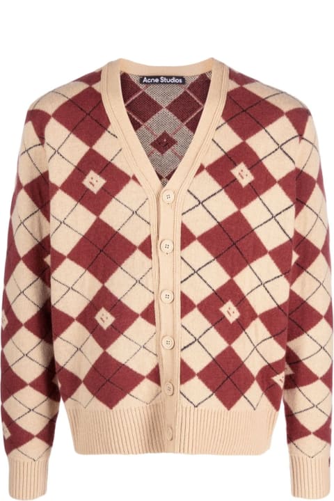Homeware Acne Studios Logo-appliqué Diamond-pattern Cardigan