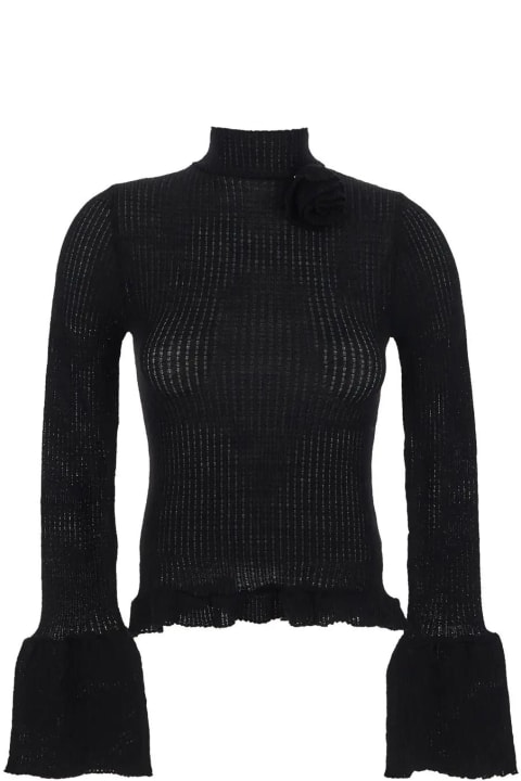 Blumarine Sweaters for Women Blumarine Embossed Rose High-neck Sweater