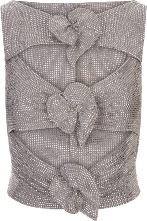 Giuseppe di Morabito for Women Giuseppe di Morabito Silver Top With Crystals And Applied Flowers