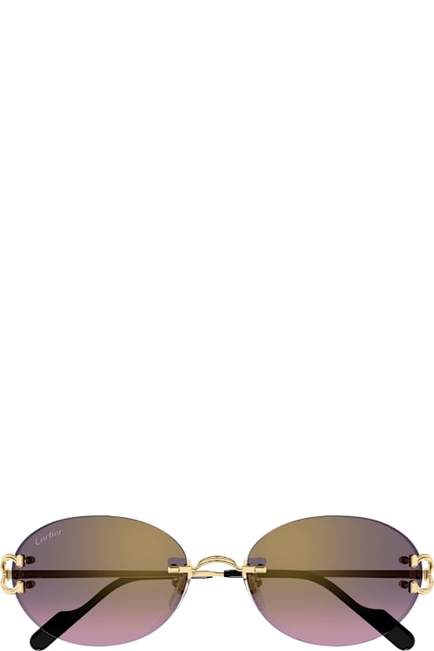 Cartier Eyewear لـ Kids Cartier Eyewear Décor C De Cartier Ct0551s-004 - Gold Sunglasses