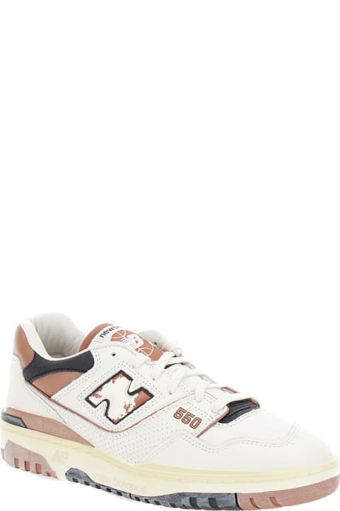 Fashion for Women New Balance '550' White And Brown Low Top Sneakers With Logo And Contrasting Details In Leather Man