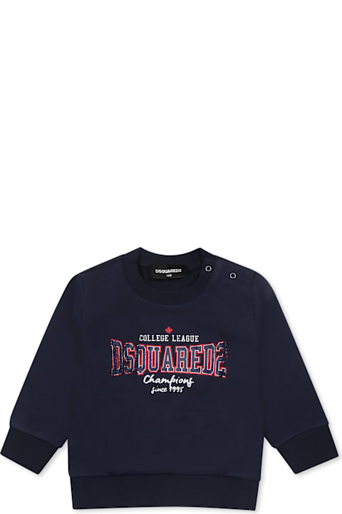 Dsquared2 Topwear for Baby Boys Dsquared2 Blue Sweatshirt For Baby Boy With Logo