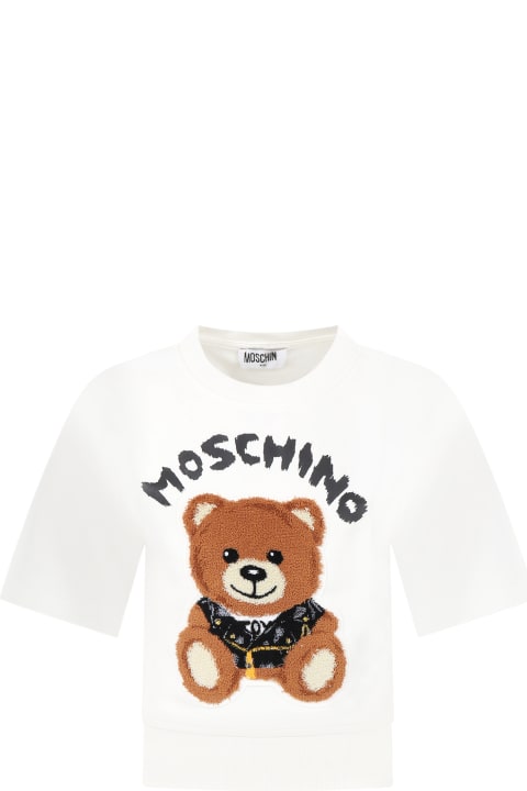 Moschino for Kids Moschino White Sweatshirt For Kids With Teddy Bear And Logo