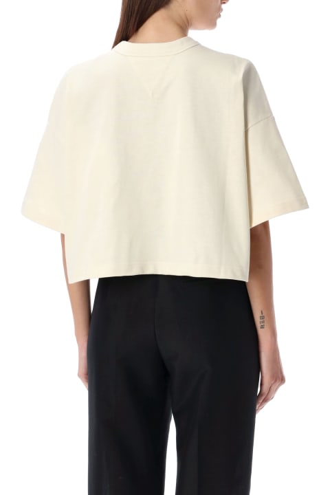 Topwear for Women Bottega Veneta Cropped T-shirt With Leather Detail