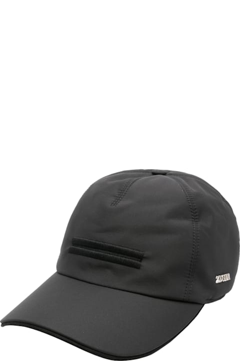 Zegna Hats for Men Zegna Black Technical Fabric Baseball Cap