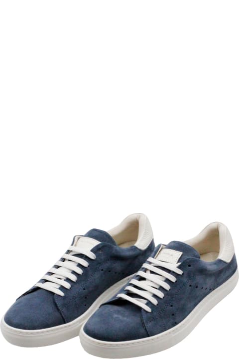 Barba Napoli for Men Barba Napoli Sneakers In Soft And Fine Perforated Suede With Lace Closure And Leather Rear Part