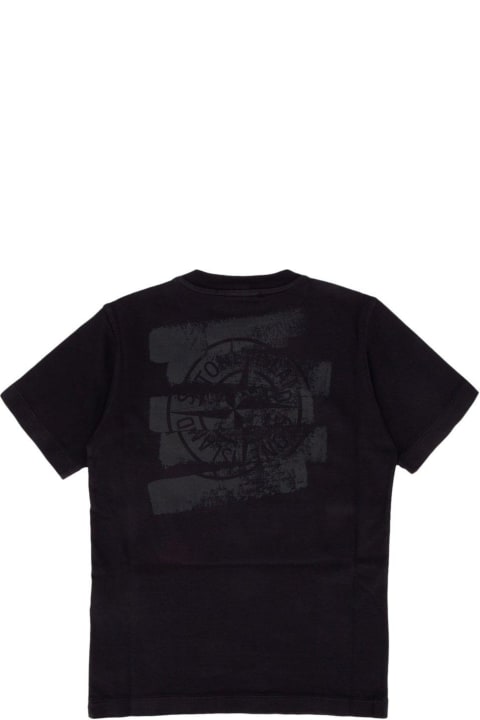 Topwear for Boys Stone Island Logo Printed Crewneck T-shirt