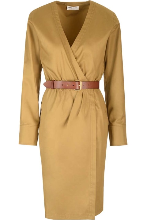 Saint Laurent Belts for Women Saint Laurent Wrap Midi Dress