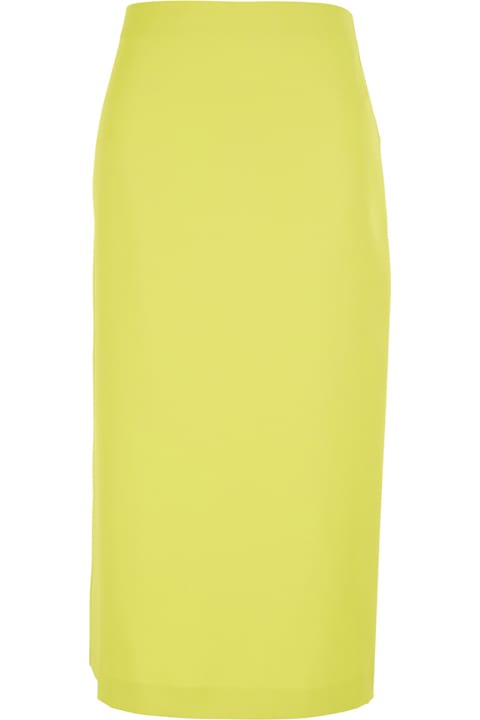 Homeware TwinSet Yellow Skirt With Rear Concealed Zip Closure And Logo Plaque On The Rear In Fabric Woman