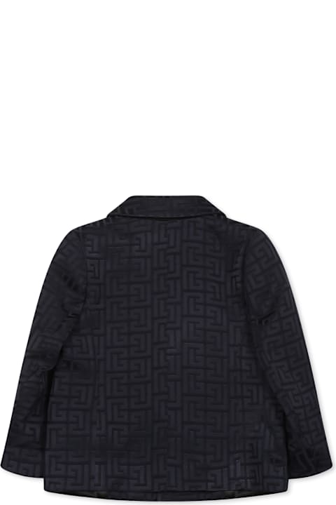 خصم على رُضع بنات Balmain Blue Jacket For Baby Boy With Iconic Labyrinth