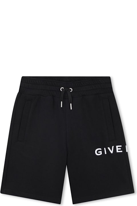 Givenchy Bottoms for Boys Givenchy Black Shorts With Elastic Drawstring Waist And Logo Lettering In Cotton Blend Boy