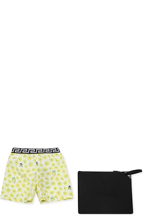 Versace Swimwear for Boys Versace Yellow Swim Shorts For Boy With Floral Print