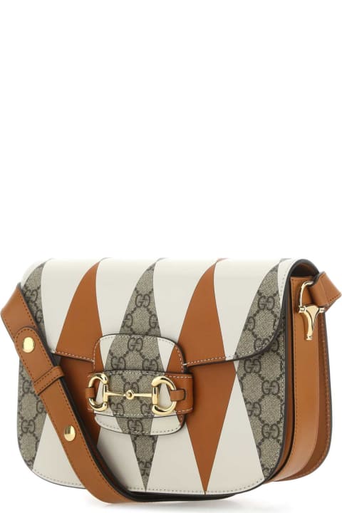 Bags for Women Gucci Printed Gg Supreme And Leather Horsebit 1955 Shoulder Bag