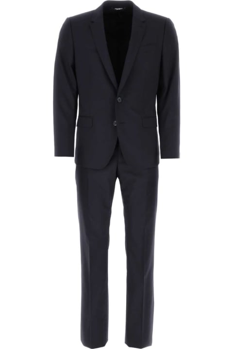 Dolce & Gabbana Clothing for Men Dolce & Gabbana Navy Blue Light Wool Martini Suit