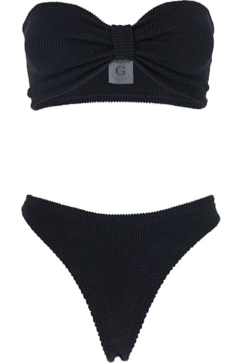 Hunza G Swimwear for Women Hunza G 'tina' Black Sleeveless Bikini With Rear Ruched Details In Tech Fabric Woman