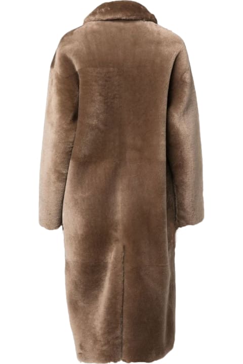 Brown Merino Wool Shearling Coat