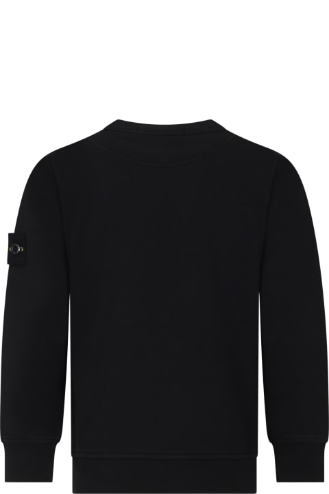 Sweaters & Sweatshirts for Girls Stone Island Junior Black Sweatshirt For Boy With Iconic Logo