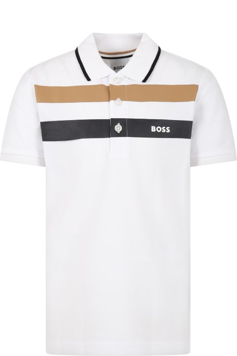 White Polo Shirt For Boy With Logo