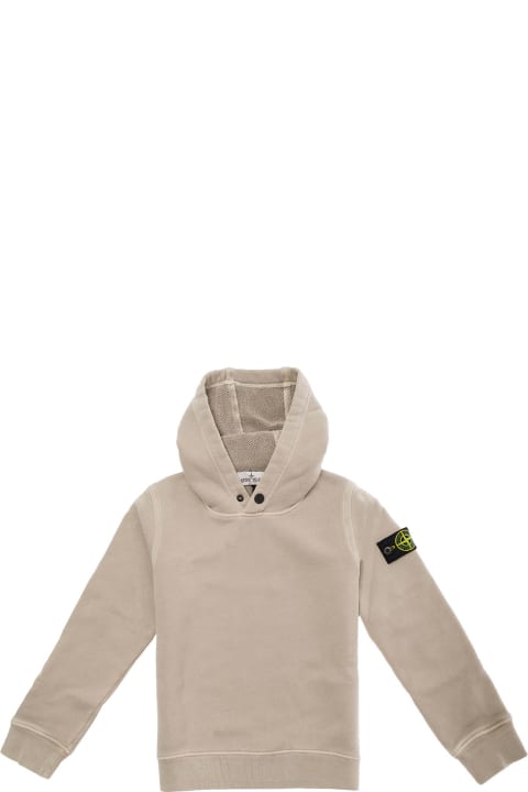 Grey Hoodie With Logo Patch In Cotton Boy