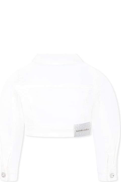 Homeware Monnalisa White Cropped Denim Jacket For Girl