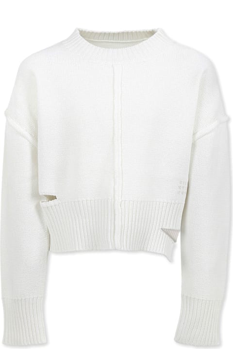 MM6 Maison Margiela Sweaters & Sweatshirts for Girls MM6 Maison Margiela White Cropped Sweater For Girl With Logo