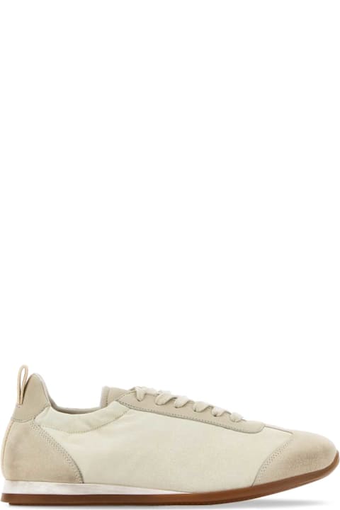 Uma Wang Ivory Canvas And Suede Sneakers