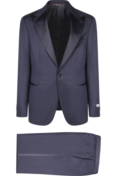 Canali Suits for Men Canali Single-breasted Rhombuses Blue Smoking