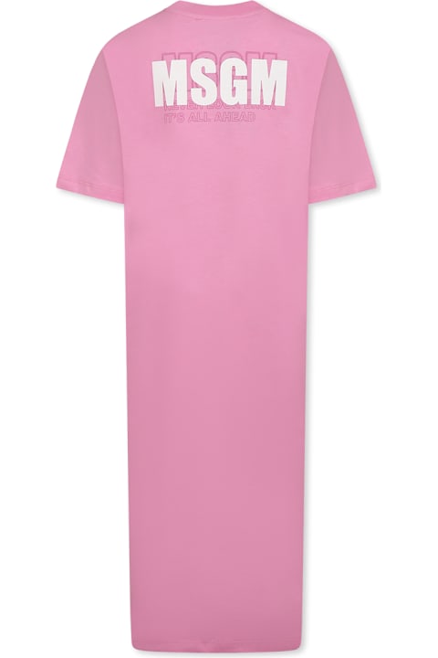 Homeware MSGM Pink Dress For Girl With Logo