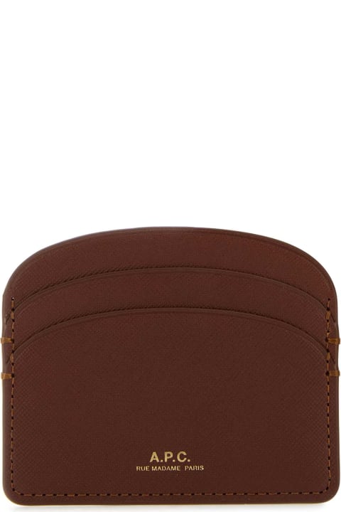 Wallets for Women A.P.C. Brown Leather Demi-lune Card Holder