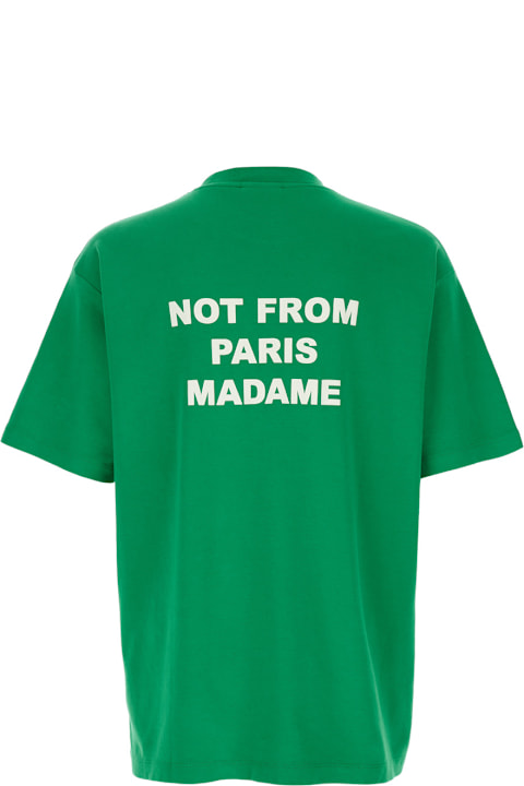 Drôle de Monsieur for Men Drôle de Monsieur 'le T-shirt Slogan' Green Crewneck T-shirt With Maxi Print On The Rear In Cotton Man