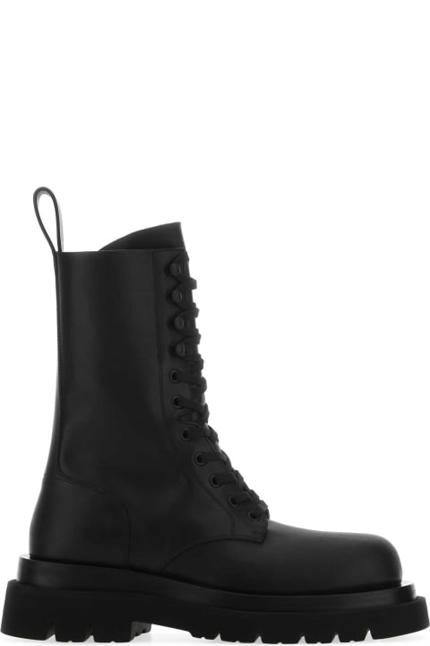 Bottega Veneta Boots for Women Bottega Veneta Black Leather Lug Ankle Boots