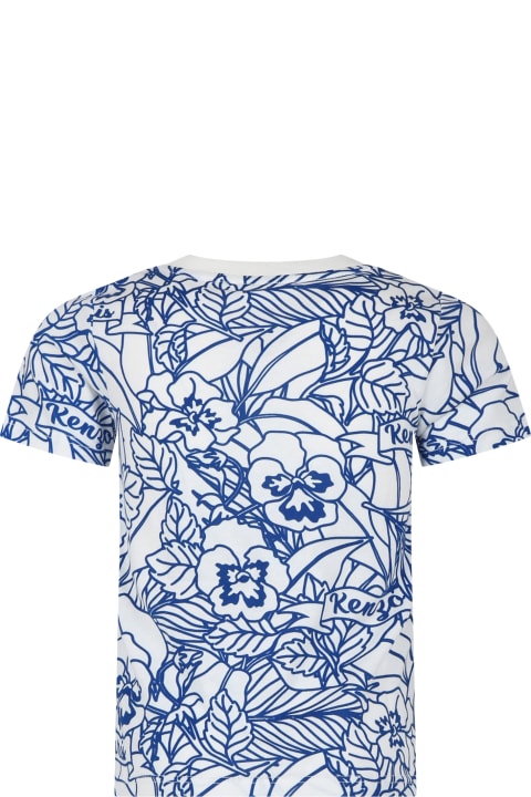 ボーイズ Kenzo KidsのTシャツ＆ポロシャツ Kenzo Kids White T-shirt For Boy With Print And Logo