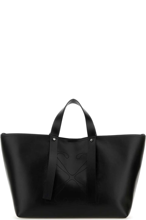 メンズ Off-Whiteのトートバッグ Off-White Black Leather Medium Day Off Shopping Bag