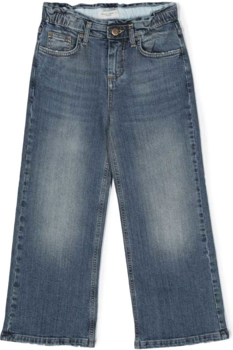 Sale for Kids Golden Goose Journey/ Girl's Elasticated Waist Wide Leg Jeans/ Medium Stone Washed Stretch Denim Include Il Codice Gyp01605p00119750765