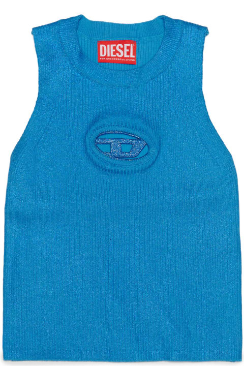 Diesel Sweaters & Sweatshirts for Girls Diesel Konerva Knitwear Diesel Metallic Cotton Vest With Oval D Logo