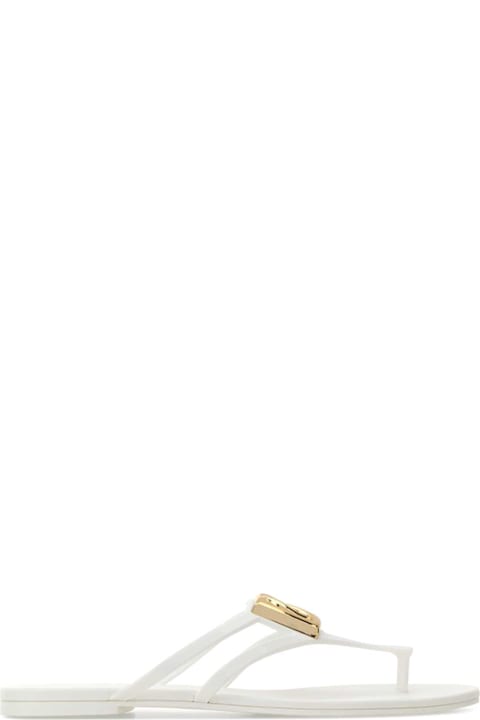Dolce & Gabbana White Rubber Thong Slippers
