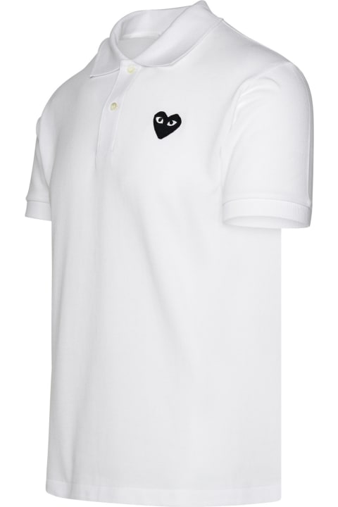 Comme des Garçons Play Topwear for Men Comme des Garçons Play White Cotton Polo Shirt