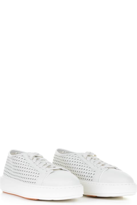 Santoni Sneakers for Women Santoni White Sneaker In Perforated Leather