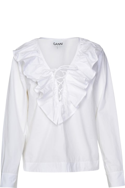 Ganni Topwear for Women Ganni White Cotton Shirt