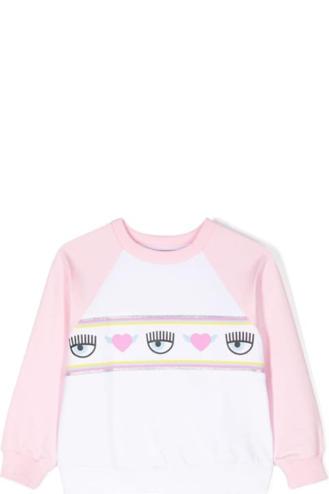 Chiara Ferragni Sweaters & Sweatshirts for Girls Chiara Ferragni Pink And White Sweatshirt With Branded Band In Cotton Blend Girl