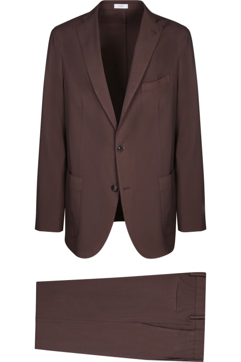 Suits for Men Boglioli Hopsack Brown Suit