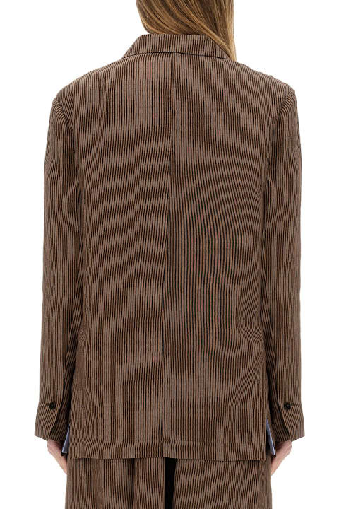 ジャケット ALYSI SS25 \"MICRO STRIPES\" BLAZER (105832 P5235CHOCO) Alysi Micro Stripes
