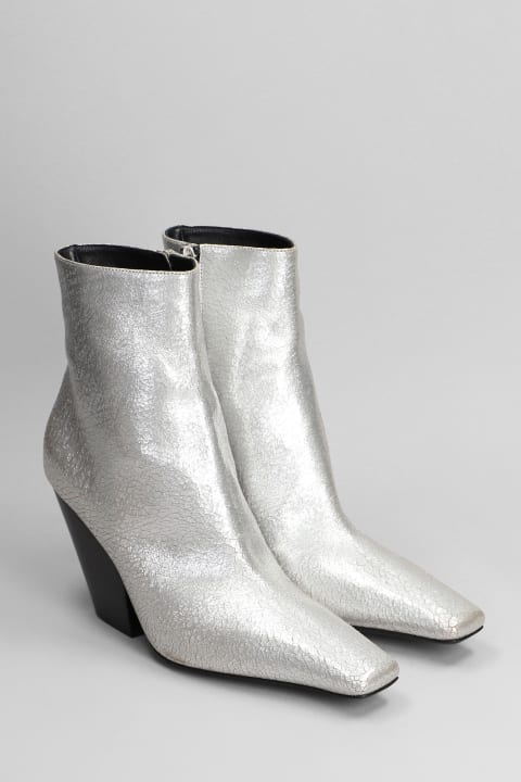 Casadei Boots for Women Casadei Anastasia High Heels Ankle Boots In Silver Leather