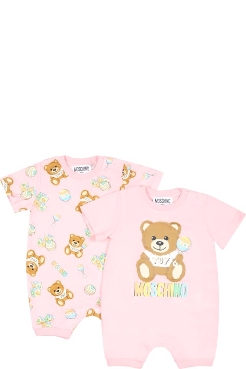 ベビーガールズ ボディスーツ＆セットアップ Moschino Pink Set For Baby Girl With Teddy Bear