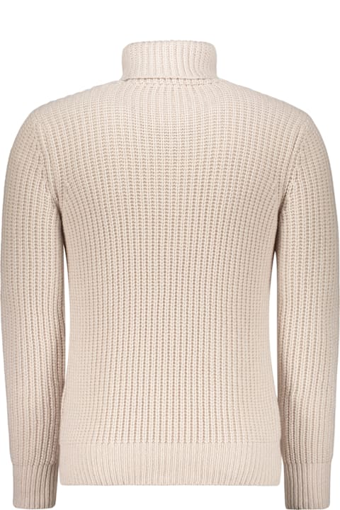 Homeware Moorer Beige Sweater With High Collar And Wide Fit In Cable Knit
