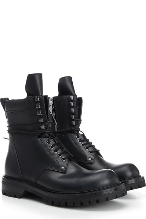 Rick Owens Boots for Men Rick Owens Black Leather Army Boots