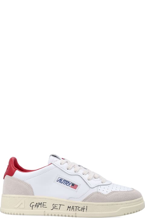Homeware Autry Autry Medalist Low White & Red Leather And Suede Sneakers