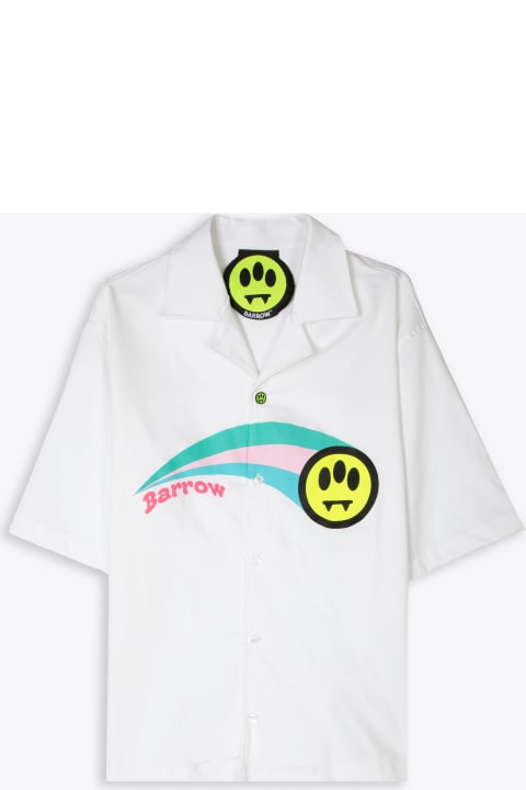 Popeline Shirt Unisex White bowling shirt with logo print